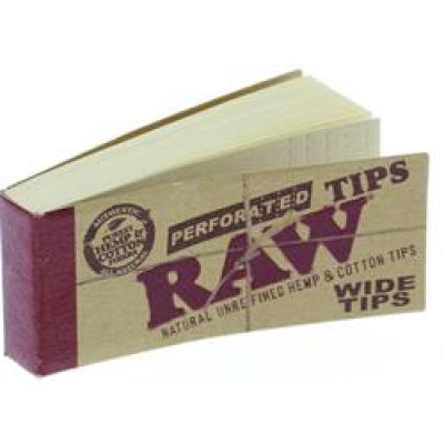 RAW PERFORATED WIDE TIPS CIGARETTE ROLLING PAPERS  50CT/PACK